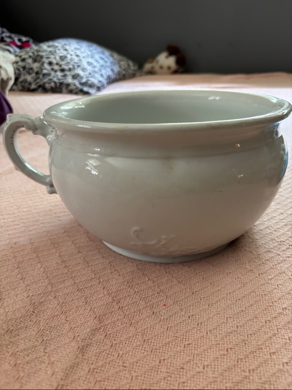 Royal Ironstone China White Ceramic Chamber Pot with Handle
